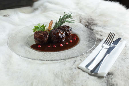 fresh and tasty meat on bright backgroundの写真素材