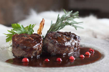 fresh and tasty meat on bright backgroundの写真素材