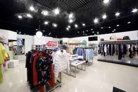 luxury and fashionable brand new interior of cloth store