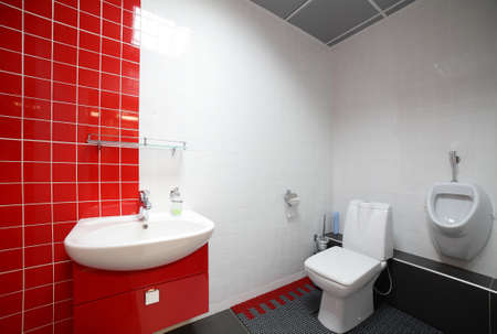 beautiful interior of modern toilet in bright colorsの写真素材