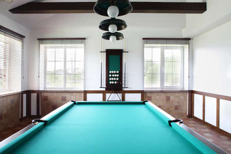 brand new and modern billiard interior in night timeの写真素材