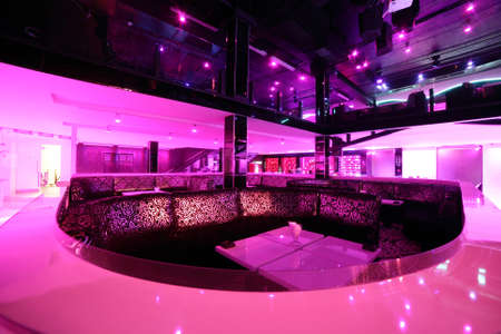 colorful interior of bright and beautiful night clubの写真素材
