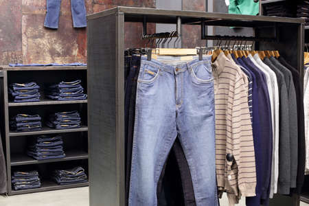 luxury and fashionable brand new interior of cloth storeの写真素材