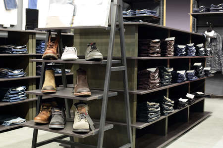 luxury and fashionable brand new interior of cloth storeの写真素材