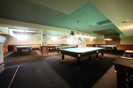 brand new and modern billiard interior in night time