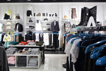 luxury and fashionable brand new interior of cloth storeの写真素材