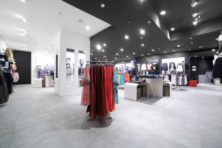 luxury and fashionable brand new interior of cloth storeの写真素材