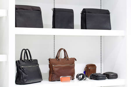 light and stylish brand new bag store windowの写真素材