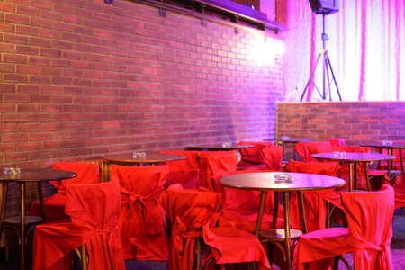 colorful interior of bright and beautiful night clubのeditorial素材