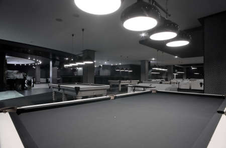 brand new and modern billiard interior in night timeのeditorial素材