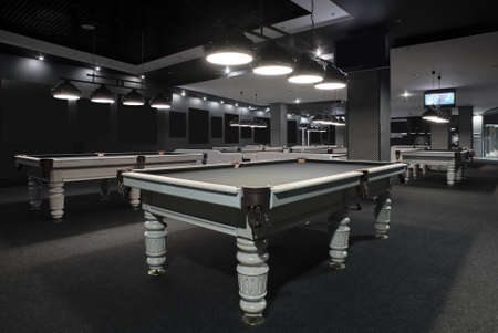 brand new and modern billiard interior in night timeのeditorial素材