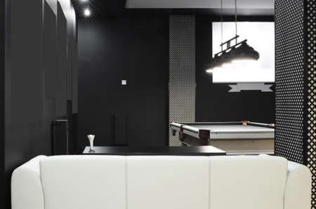 brand new and modern billiard interior in night timeのeditorial素材