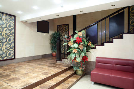 bright and beautiful entrance to european restaurantのeditorial素材