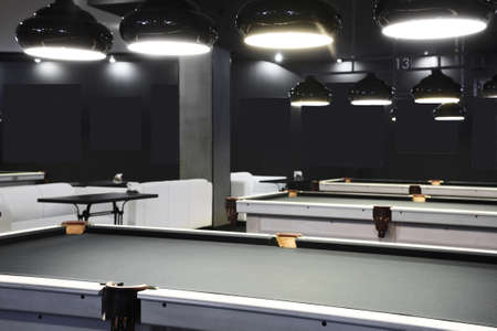brand new and modern billiard interior in night timeのeditorial素材