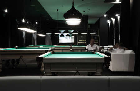 brand new and modern billiard interior in night timeのeditorial素材