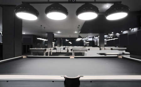 brand new and modern billiard interior in night timeのeditorial素材