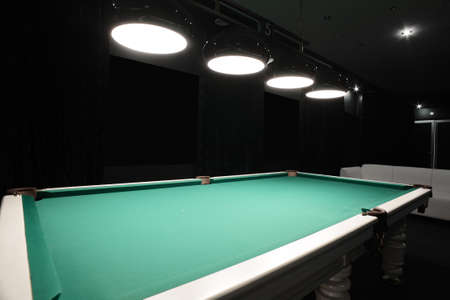 brand new and modern billiard interior in night timeのeditorial素材
