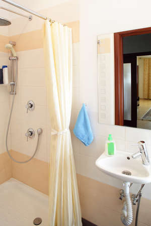 interior of bright and colorful european showerのeditorial素材