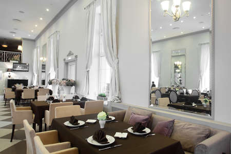 beautiful brand new european restaurant in downtownのeditorial素材