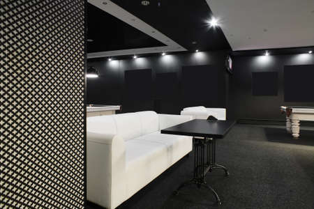 brand new and modern billiard interior in night timeのeditorial素材