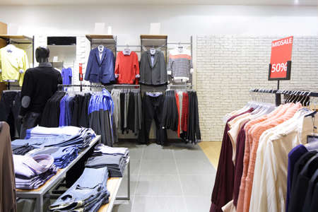 luxury and fashionable brand new interior of cloth storeのeditorial素材