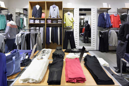 luxury and fashionable brand new interior of cloth store