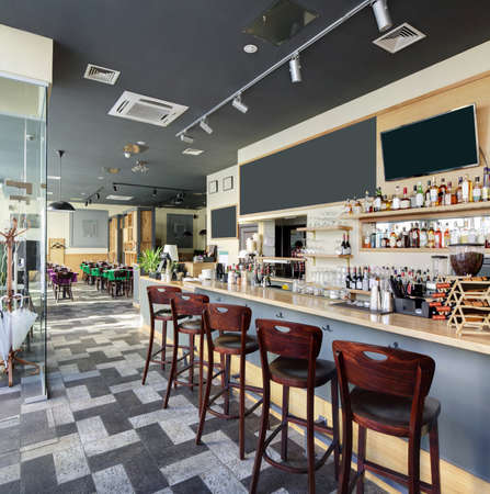 beautiful brand new european restaurant in downtownのeditorial素材