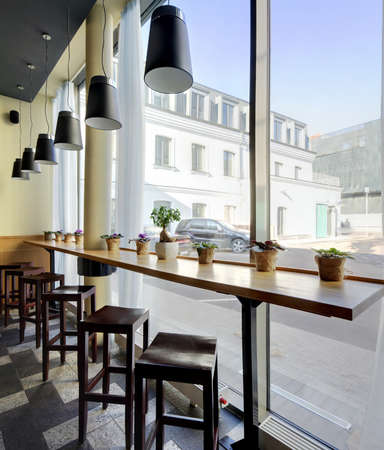 beautiful brand new european restaurant in downtownのeditorial素材