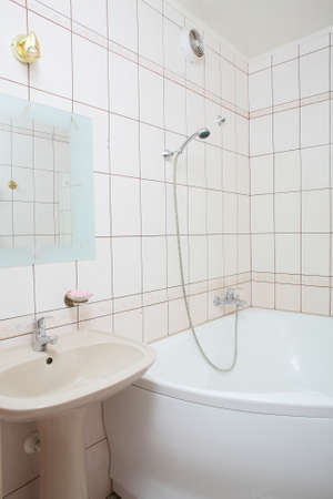 interior of bright and colorful european showerの写真素材