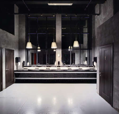beautiful and modern interior of bright cloakroom