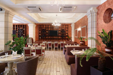 beautiful brand new european restaurant in downtownのeditorial素材