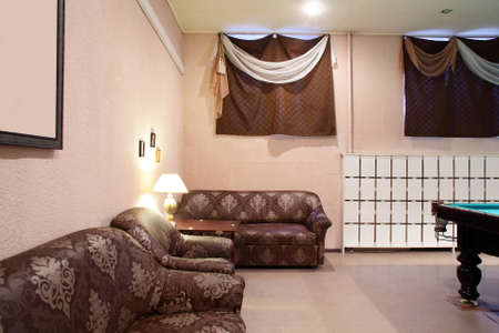 brand new and modern billiard interior in night timeのeditorial素材