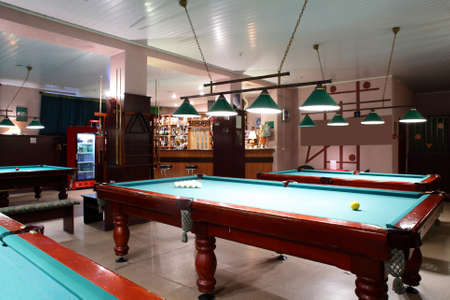 brand new and modern billiard interior in night timeのeditorial素材