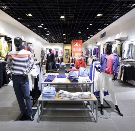 luxury and fashionable brand new interior of cloth store