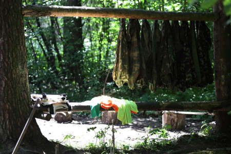 professional paintball equipment in a summer camp