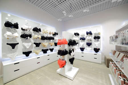 Modern and fashionable interior of underwear shopの写真素材