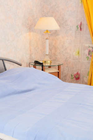 bright and brand new interior of european bedroomの写真素材