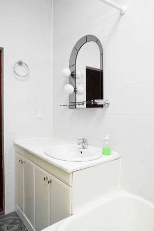interior of bright and colorful european showerの写真素材