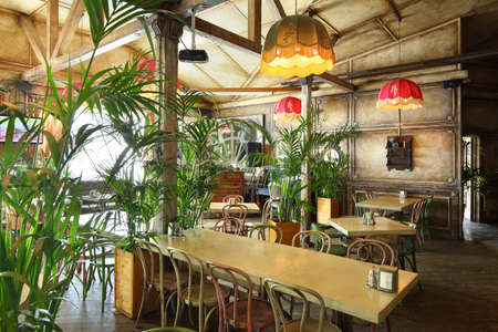 beautiful brand new european restaurant in downtownの写真素材