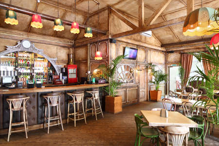 beautiful brand new european restaurant in downtownの写真素材
