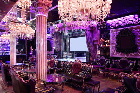 colorful interior of bright and beautiful night clubの写真素材