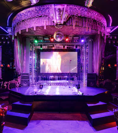 colorful interior of bright and beautiful night clubの写真素材