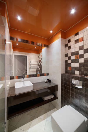 beautiful and modern interior of bright cloakroomの写真素材
