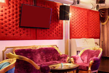 colorful interior of bright and beautiful night clubの写真素材