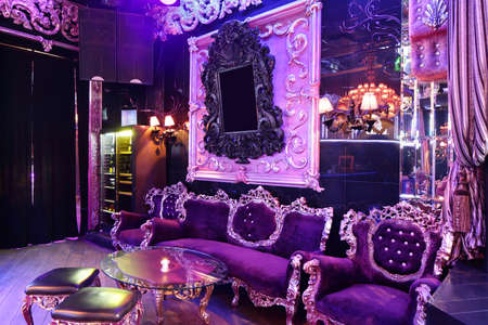 colorful interior of bright and beautiful night clubの写真素材