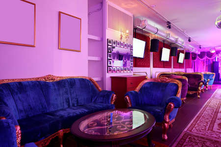 colorful interior of bright and beautiful night clubの写真素材