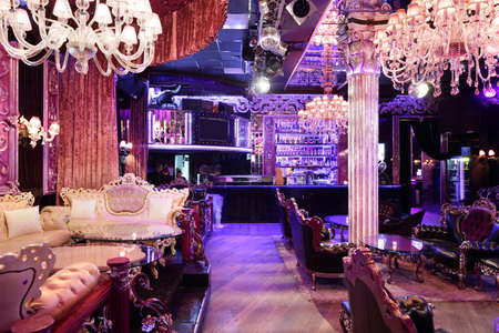 colorful interior of bright and beautiful night clubの写真素材