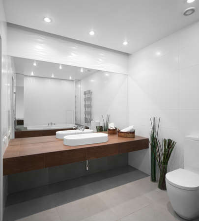 beautiful and modern interior of bright cloakroomの写真素材
