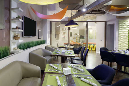 beautiful brand new european restaurant in downtownの写真素材