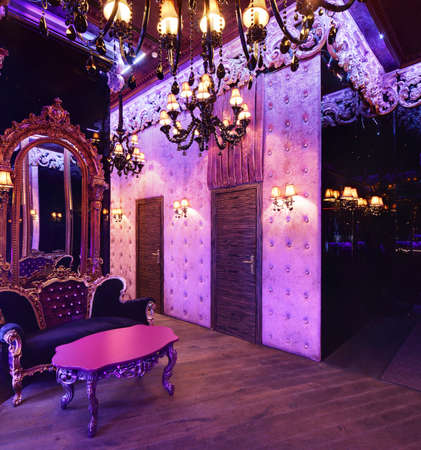 colorful interior of bright and beautiful night clubの写真素材